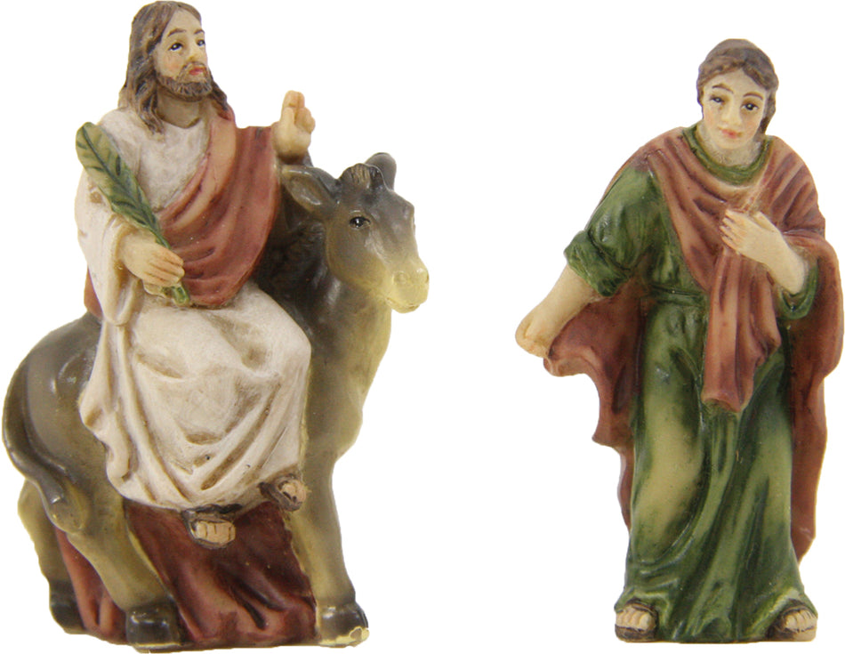 2x FADEDA Passionsfiguren: Einzug   / Höhe:5 cm / handbemalt / detailgetreue Krippen Figuren - Weihnachten Tisch Dekoration Krippe Zubehör