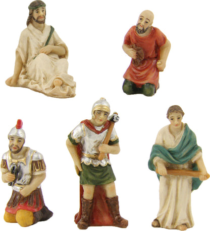 5x FADEDA Passionsfiguren: Dornenkrönung   / Höhe:5 cm / handbemalt / detailgetreue Krippen Figuren - Weihnachten Tisch Dekoration Krippe Zubehör