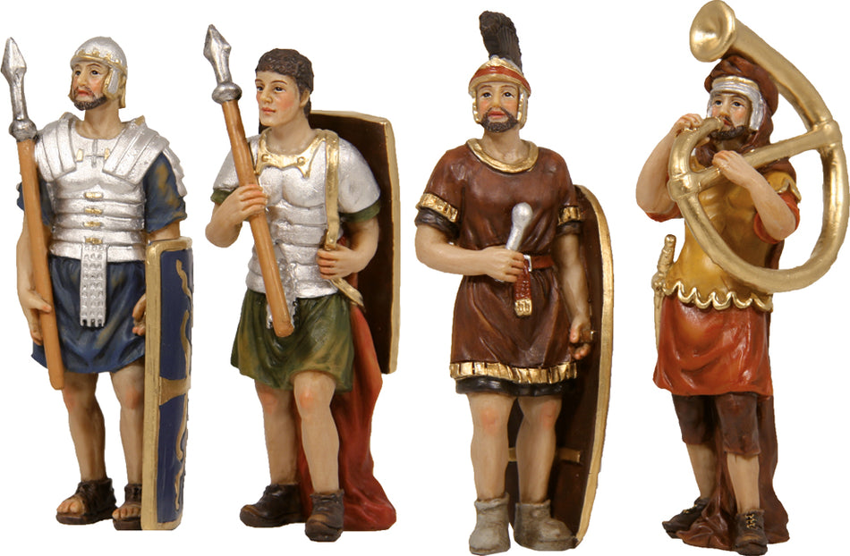 4x FADEDA Passionsfiguren: 4 Soldaten   / Höhe:5 cm / handbemalt / detailgetreue Krippen Figuren - Weihnachten Tisch Dekoration Krippe Zubehör