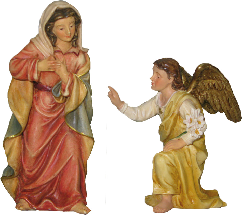 2x FADEDA Maria Verkündigung (mit Engel)   / Höhe:5 cm / handbemalt / detailgetreue Krippen Figuren - Weihnachten Tisch Dekoration Krippe Zubehör