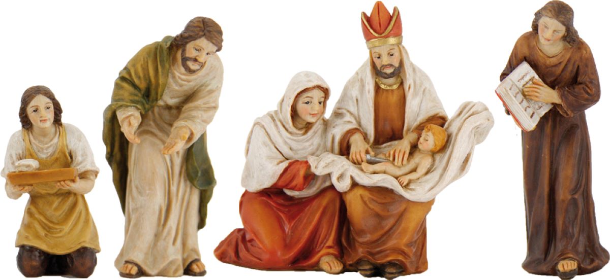 4x FADEDA Passsionsfiguren: Die Beschneidung Jesu   / Höhe:5 cm / handbemalt / detailgetreue Krippen Figuren - Weihnachten Tisch Dekoration Krippe Zubehör