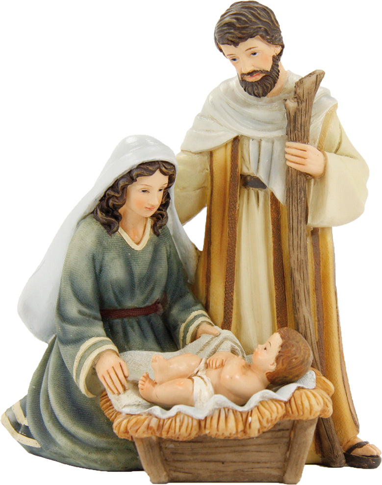 FADEDA Hlg. Familie, Krippenblock   / Höhe:16 cm / handbemalt / detailgetreue Krippen Figuren - Weihnachten Tisch Dekoration Krippe Zubehör