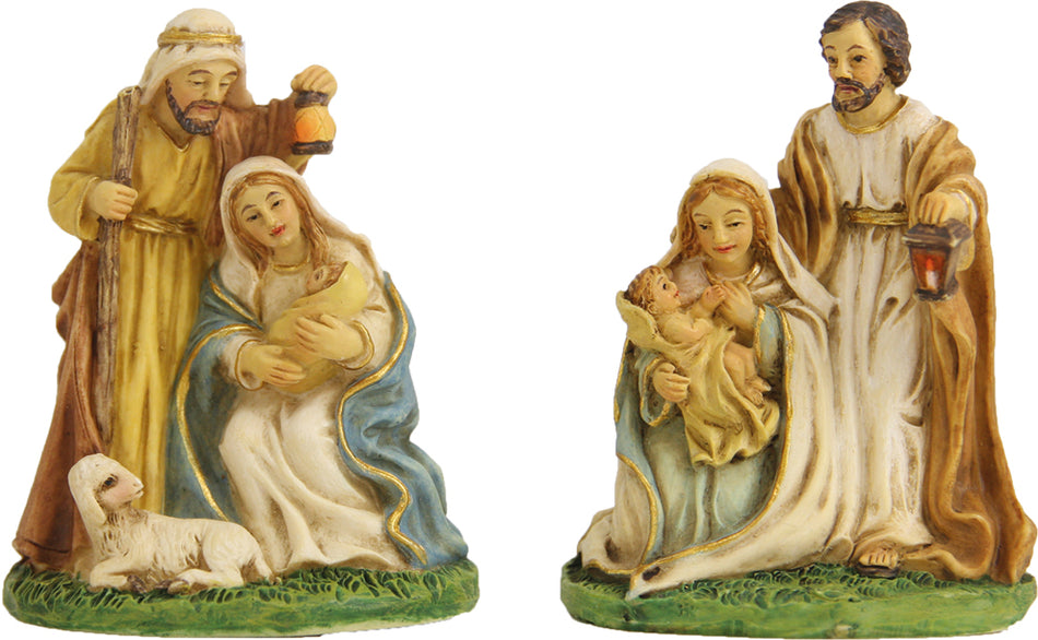 2x FADEDA Hlg. Familie, Krippenblock   / Höhe:6 cm / handbemalt / detailgetreue Krippen Figuren - Weihnachten Tisch Dekoration Krippe Zubehör