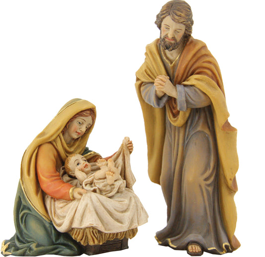 3x FADEDA Heilige Familie   / Höhe:10 cm / handbemalt / detailgetreue Krippen Figuren - Weihnachten Tisch Dekoration Krippe Zubehör