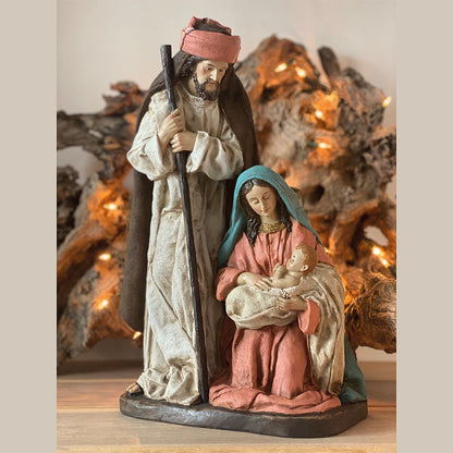 FADEDA Hlg. Familie, Krippenblock   / Höhe:45 cm / handbemalt / detailgetreue Krippen Figuren - Weihnachten Tisch Dekoration Krippe Zubehör