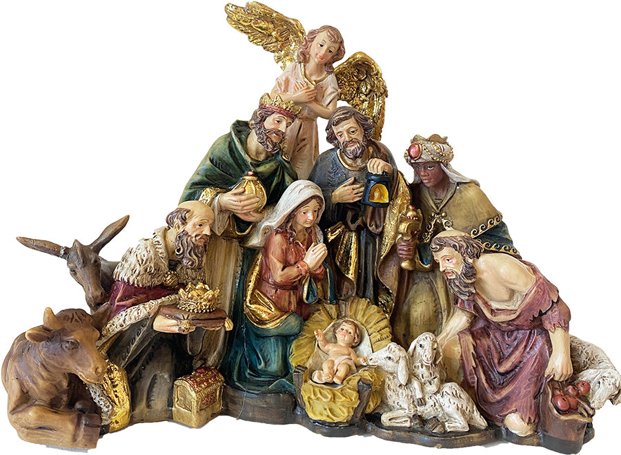 FADEDA Hlg. Familie, Krippenblock   / Höhe:20 cm / handbemalt / detailgetreue Krippen Figuren - Weihnachten Tisch Dekoration Krippe Zubehör