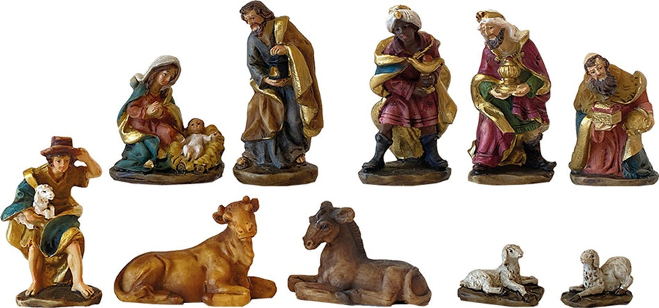 10x FADEDA Krippenfiguren / Höhe:6 cm / handbemalt / detailgetreue Krippen Figuren - Weihnachten Tisch Dekoration Krippe Zubehör