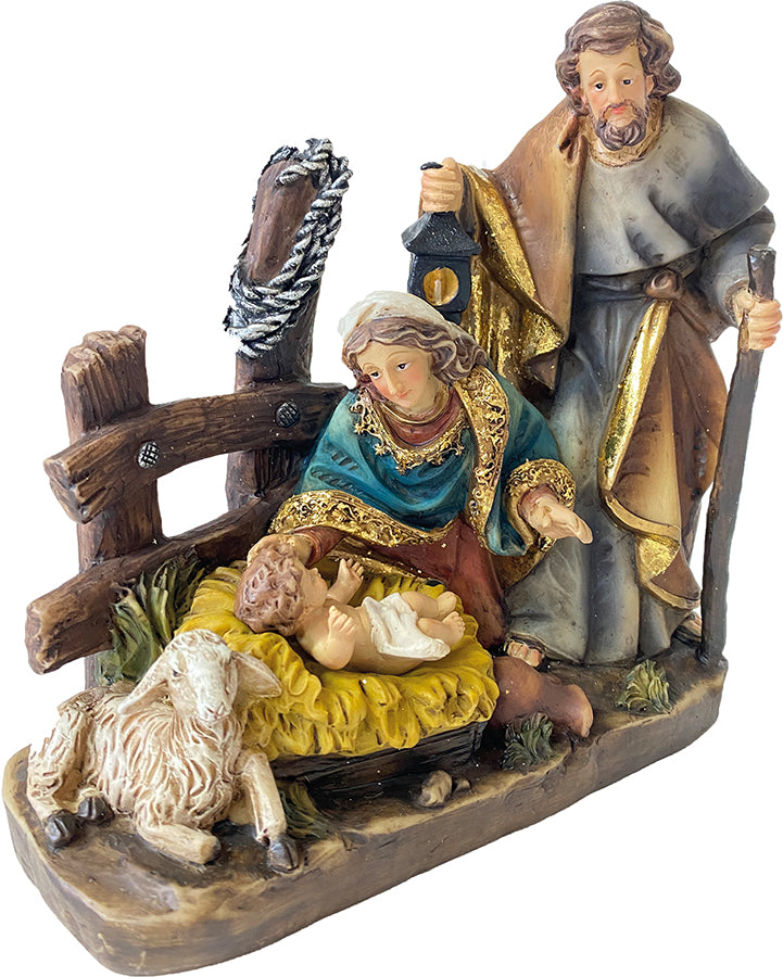 FADEDA Hlg. Familie, Krippenblock   / Höhe:20 cm / handbemalt / detailgetreue Krippen Figuren - Weihnachten Tisch Dekoration Krippe Zubehör