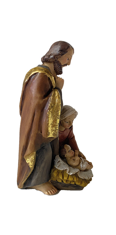 FADEDA Hlg. Familie, Krippenblock / Höhe:10 cm / handbemalt / detailgetreue Krippen Figuren - Weihnachten Tisch Dekoration Krippe Zubehör
