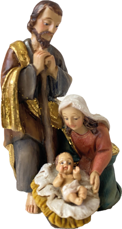 FADEDA Hlg. Familie, Krippenblock   / Höhe:10 cm / handbemalt / detailgetreue Krippen Figuren - Weihnachten Tisch Dekoration Krippe Zubehör