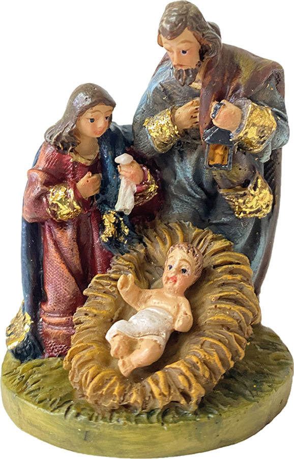 FADEDA Hlg. Familie, Krippenblock / Höhe:7 cm / handbemalt / detailgetreue Krippen Figuren - Weihnachten Tisch Dekoration Krippe Zubehör