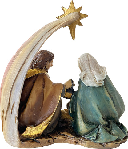 FADEDA Hlg. Familie, Krippenblock, Komet  / Höhe:12 cm / handbemalt / detailgetreue Krippen Figuren - Weihnachten Tisch Dekoration Krippe Zubehör