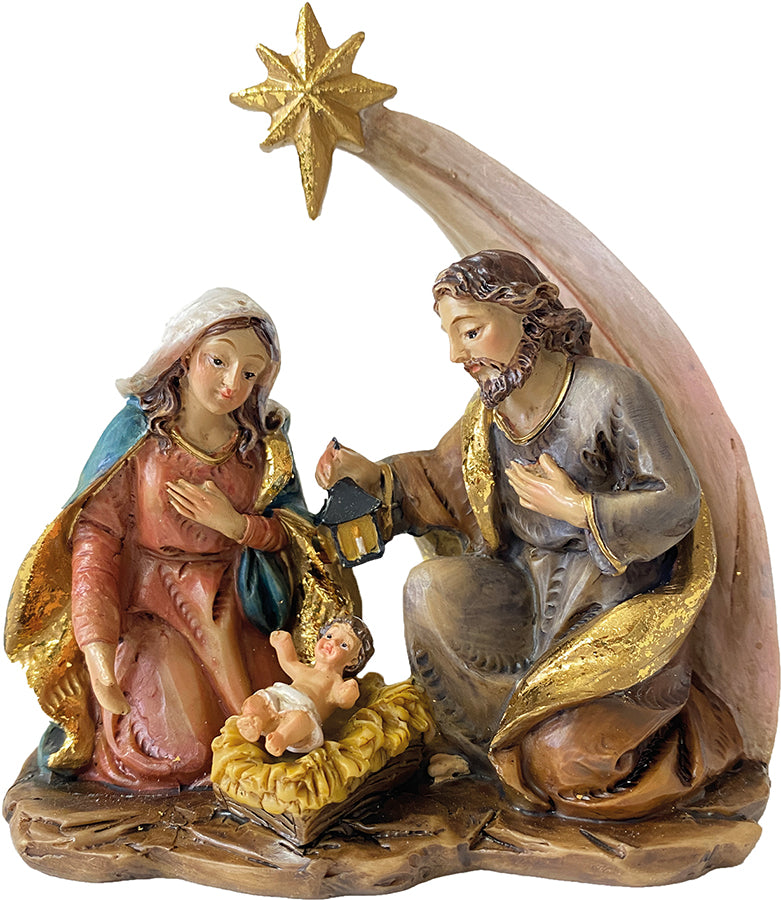 FADEDA Hlg. Familie, Krippenblock, Komet  / Höhe:12 cm / handbemalt / detailgetreue Krippen Figuren - Weihnachten Tisch Dekoration Krippe Zubehör