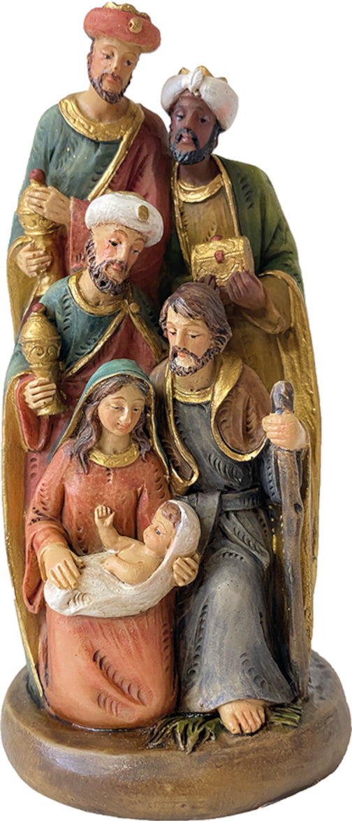 FADEDA Hlg. Familie, Krippenblock mit Könige  / Höhe:12 cm / handbemalt / detailgetreue Krippen Figuren - Weihnachten Tisch Dekoration Krippe Zubehör