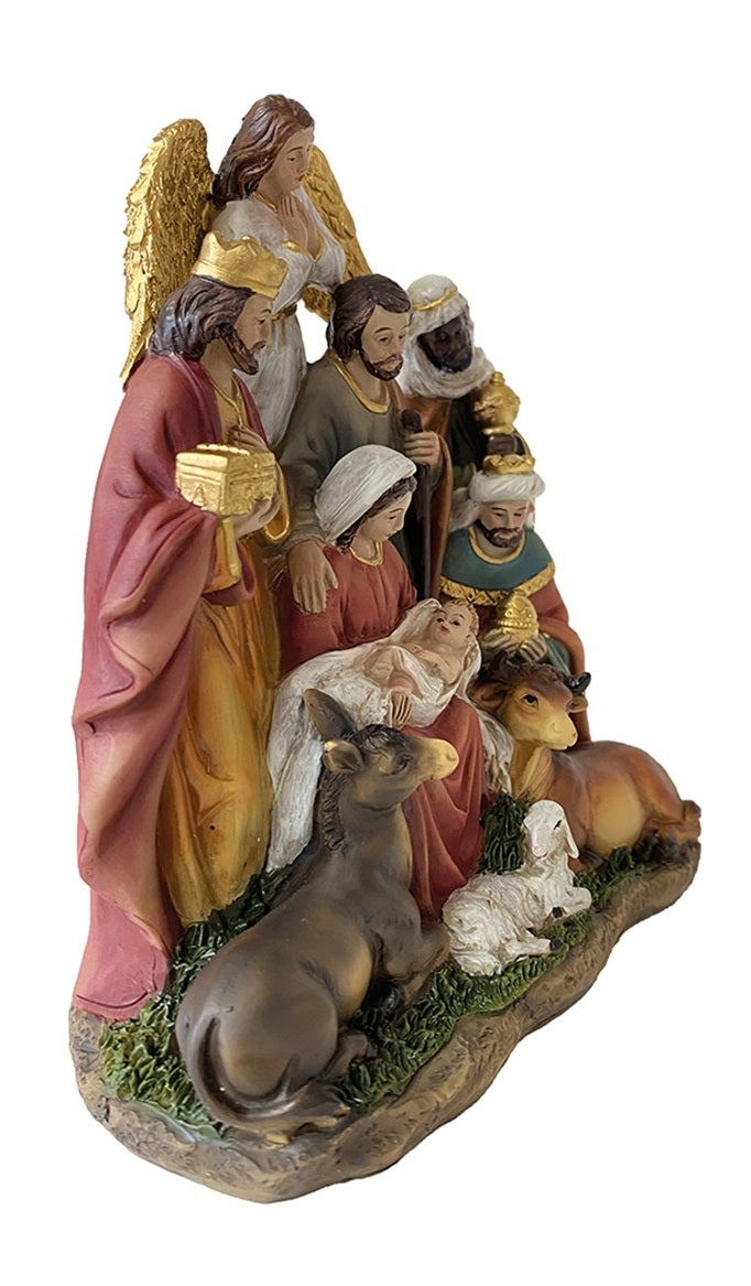 FADEDA Hlg. Familie, Krippenblock  / Höhe:15 cm / handbemalt / detailgetreue Krippen Figuren - Weihnachten Tisch Dekoration Krippe Zubehör