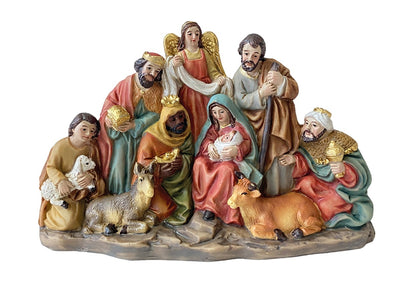 FADEDA Hlg. Familie, Krippenblock   / Höhe:8 cm / handbemalt / detailgetreue Krippen Figuren - Weihnachten Tisch Dekoration Krippe Zubehör