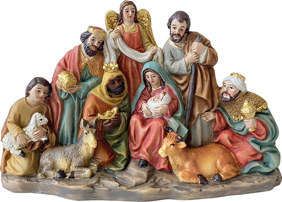 FADEDA Hlg. Familie, Krippenblock   / Höhe:8 cm / handbemalt / detailgetreue Krippen Figuren - Weihnachten Tisch Dekoration Krippe Zubehör