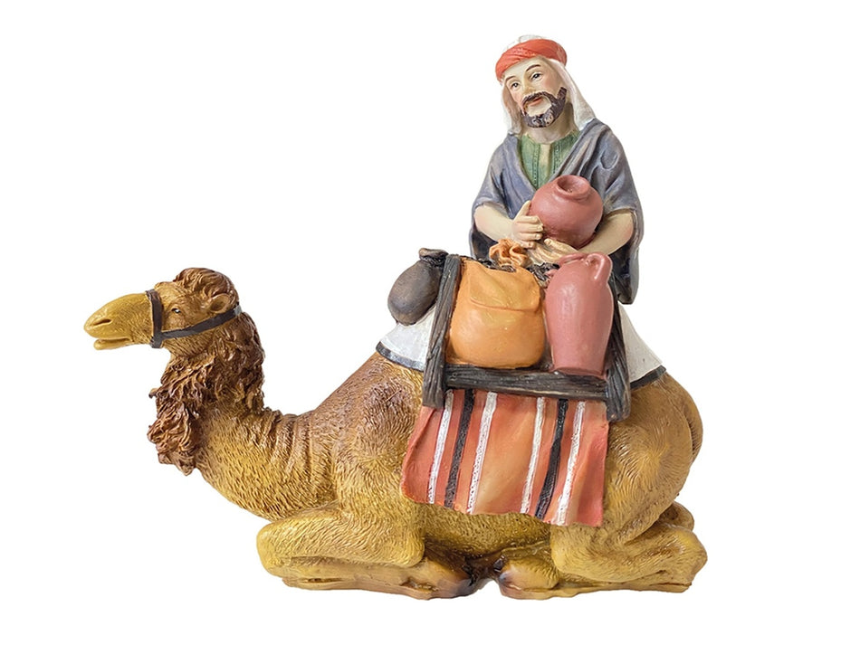 FADEDA Kamel mit Hirte / Höhe:10 cm / handbemalt / detailgetreue Krippen Figuren - Weihnachten Tisch Dekoration Krippe Zubehör