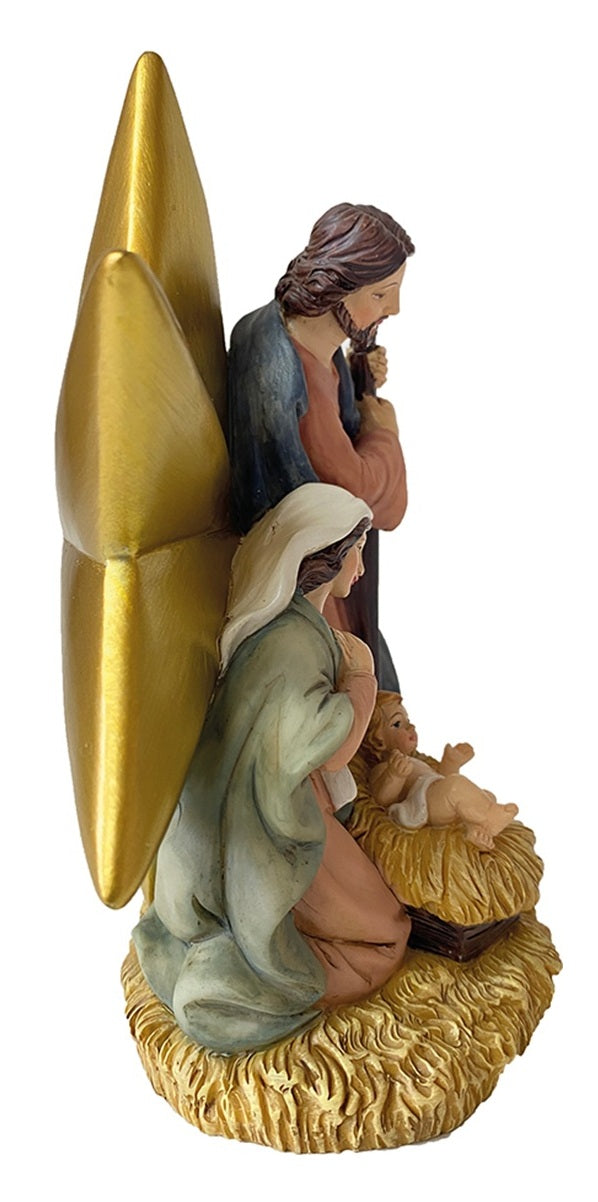 FADEDA Hlg. Familie, Krippenblock Stern  / Höhe:15 cm / handbemalt / detailgetreue Krippen Figuren - Weihnachten Tisch Dekoration Krippe Zubehör
