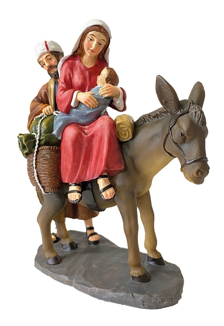 FADEDA Hlg. Familie auf der Flucht   / Höhe:15 cm / handbemalt / detailgetreue Krippen Figuren - Weihnachten Tisch Dekoration Krippe Zubehör