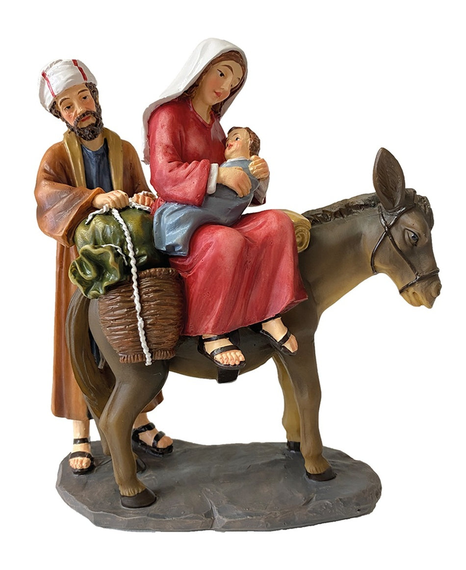 FADEDA Hlg. Familie auf der Flucht   / Höhe:15 cm / handbemalt / detailgetreue Krippen Figuren - Weihnachten Tisch Dekoration Krippe Zubehör