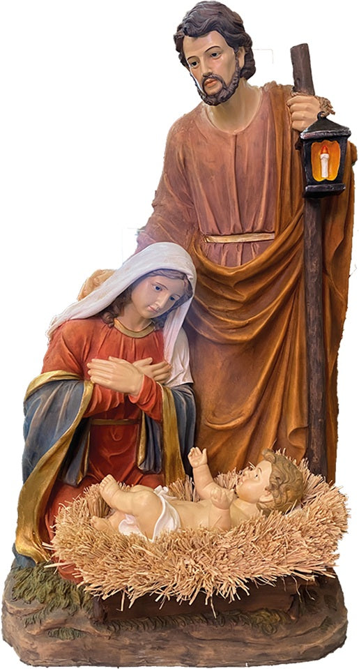 FADEDA Hlg. Familie, Krippenblock  / Höhe:120 cm / handbemalt / detailgetreue Krippen Figuren - Weihnachten Tisch Dekoration Krippe Zubehör