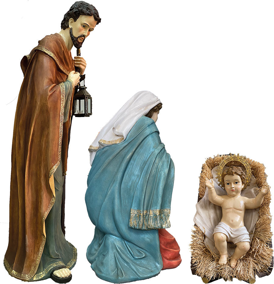 3x FADEDA Heilige Familie   / Höhe:170 cm / handbemalt / detailgetreue Krippen Figuren - Weihnachten Tisch Dekoration Krippe Zubehör