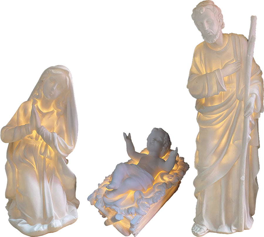 3x FADEDA Hlg. Familie beleuchtet, LED   / Höhe:60 cm / handbemalt / detailgetreue Krippen Figuren - Weihnachten Tisch Dekoration Krippe Zubehör