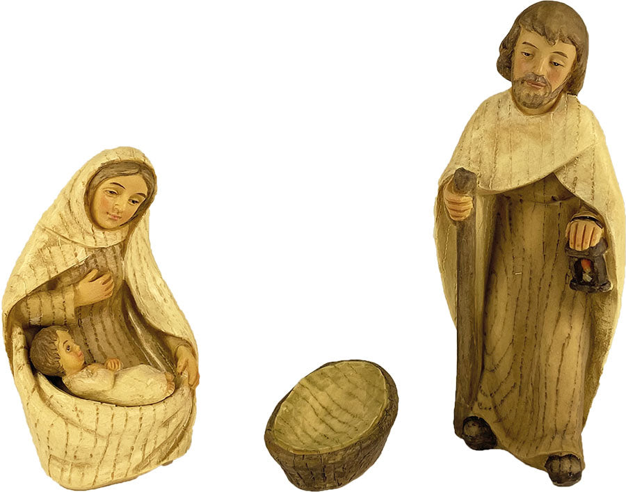 4x FADEDA Heilige Familie modern, gebeizt   / Höhe:10 cm / handbemalt / detailgetreue Krippen Figuren - Weihnachten Tisch Dekoration Krippe Zubehör