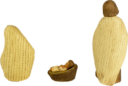 4x FADEDA Heilige Familie modern, gebeizt   / Höhe:10 cm / handbemalt / detailgetreue Krippen Figuren - Weihnachten Tisch Dekoration Krippe Zubehör