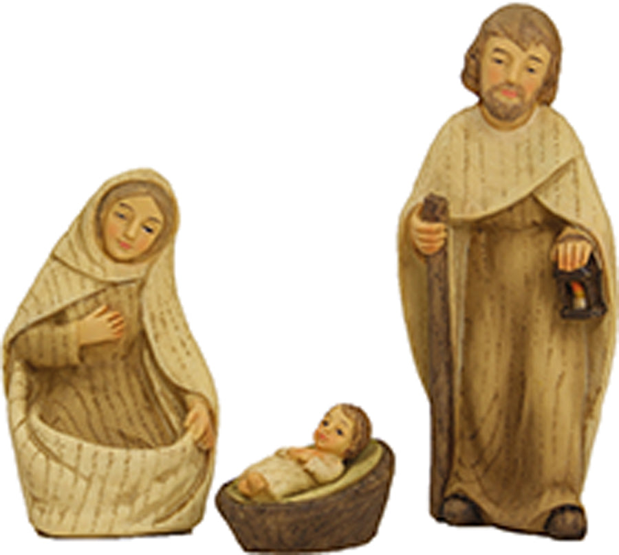 4x FADEDA Heilige Familie modern, gebeizt   / Höhe:10 cm / handbemalt / detailgetreue Krippen Figuren - Weihnachten Tisch Dekoration Krippe Zubehör