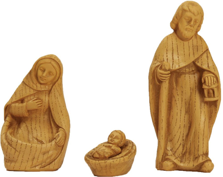 4x FADEDA Heilige Familie modern, Holzoptik   / Höhe:10 cm / handbemalt / detailgetreue Krippen Figuren - Weihnachten Tisch Dekoration Krippe Zubehör