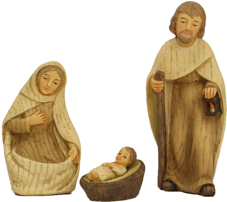 4x FADEDA Hlg. Familie modern, gebeizt   / Höhe:15 cm / handbemalt / detailgetreue Krippen Figuren - Weihnachten Tisch Dekoration Krippe Zubehör