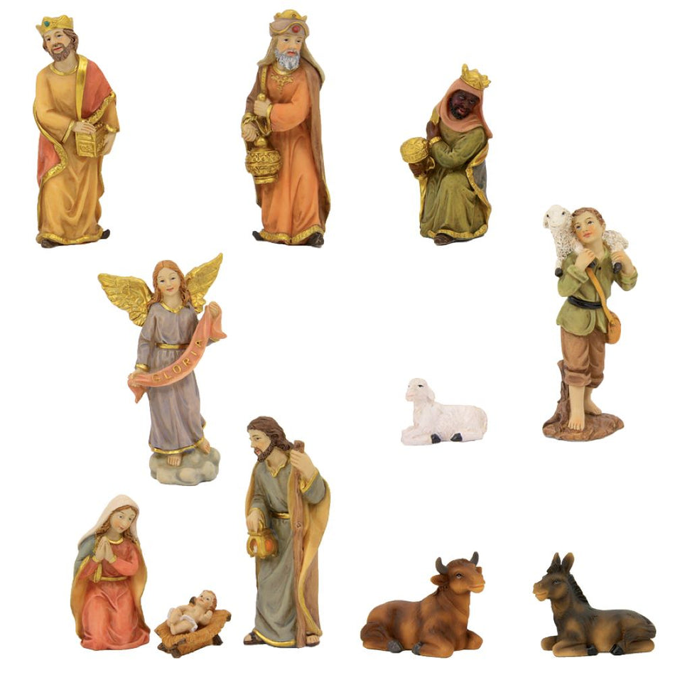 11x FADEDA Krippenfiguren   / Höhe:6 cm / handbemalt / detailgetreue Krippen Figuren - Weihnachten Tisch Dekoration Krippe Zubehör