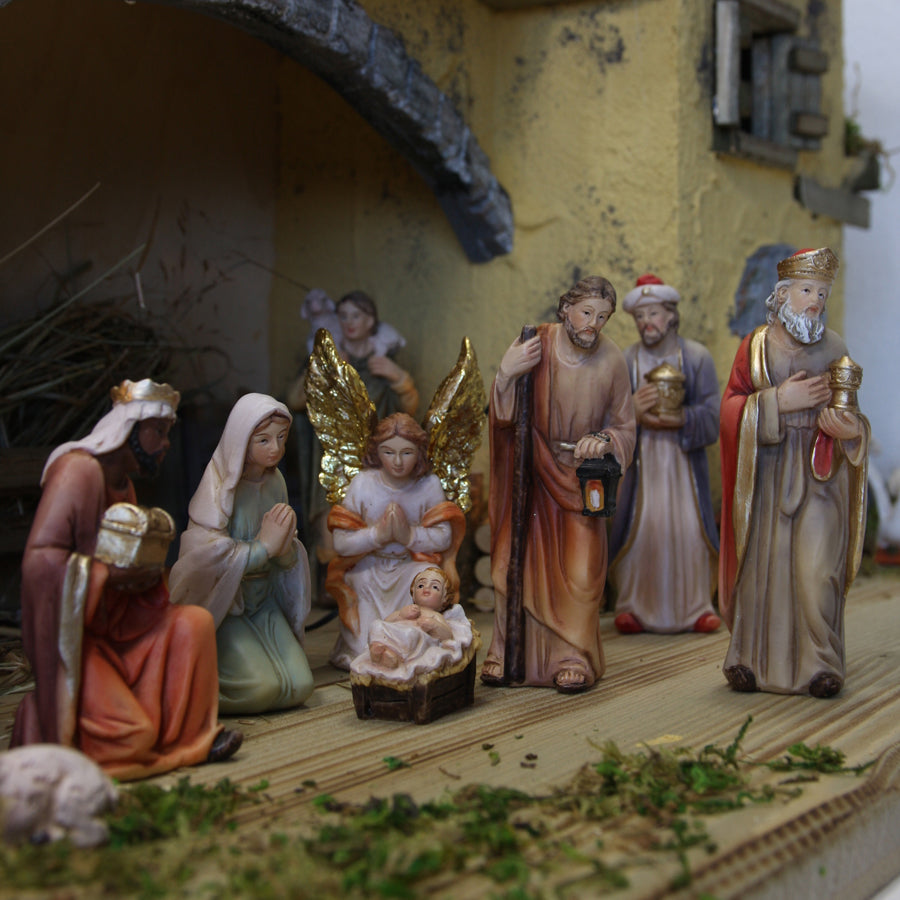 11x FADEDA Krippenfiguren   / Höhe:10 cm / handbemalt / detailgetreue Krippen Figuren - Weihnachten Tisch Dekoration Krippe Zubehör
