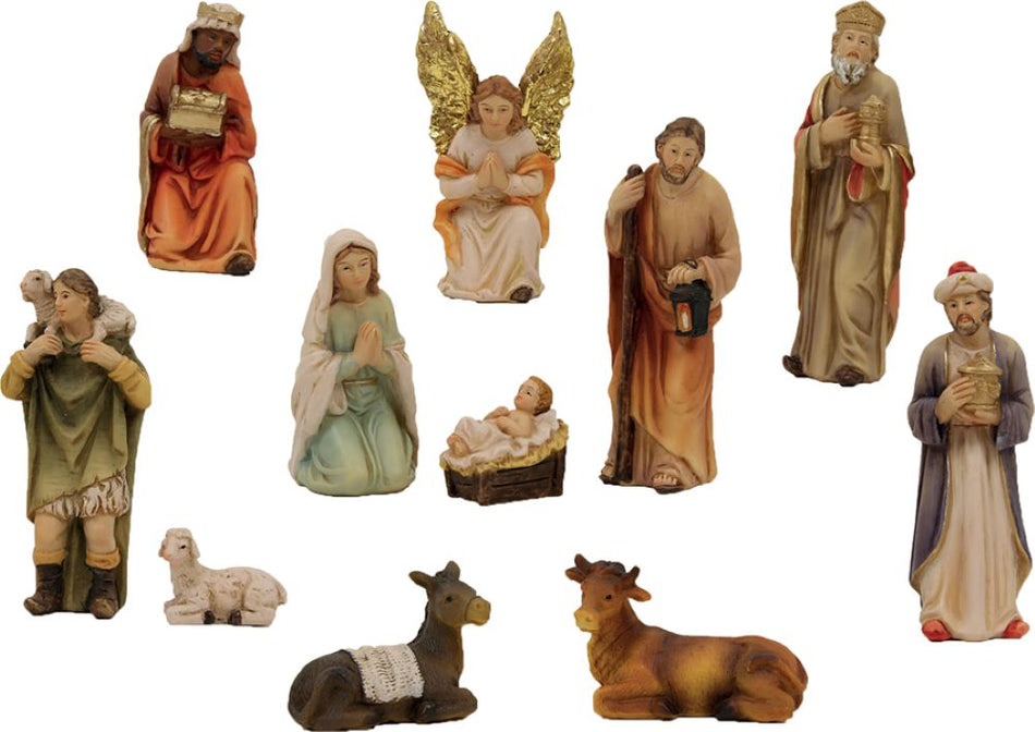 11x FADEDA Krippenfiguren   / Höhe:10 cm / handbemalt / detailgetreue Krippen Figuren - Weihnachten Tisch Dekoration Krippe Zubehör