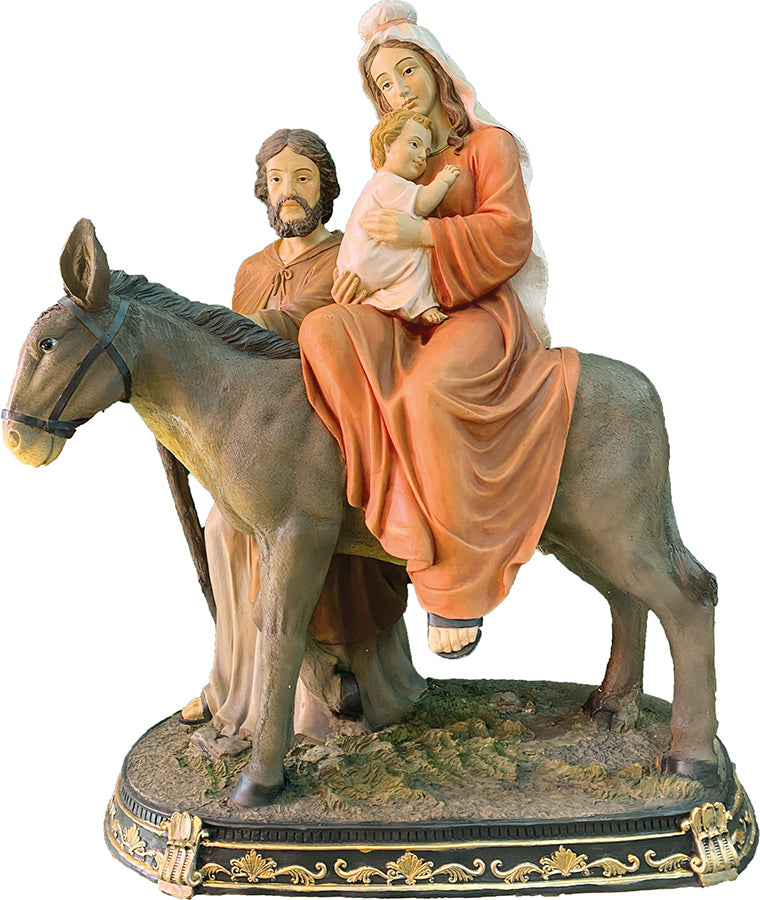 FADEDA Hlg. Familie auf der Flucht   / Höhe:100 cm / handbemalt / detailgetreue Krippen Figuren - Weihnachten Tisch Dekoration Krippe Zubehör