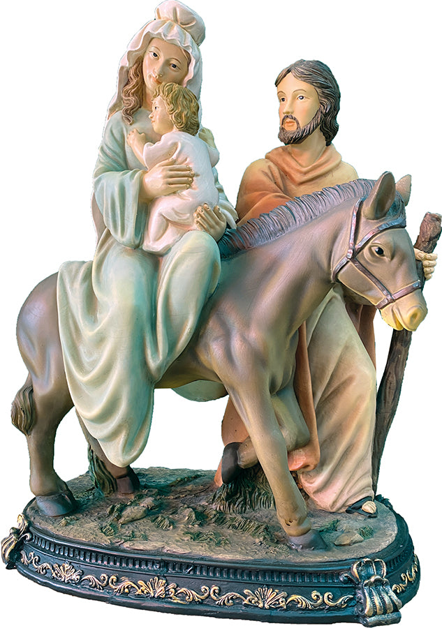 FADEDA Hlg. Familie auf der Flucht   / Höhe:46 cm / handbemalt / detailgetreue Krippen Figuren - Weihnachten Tisch Dekoration Krippe Zubehör