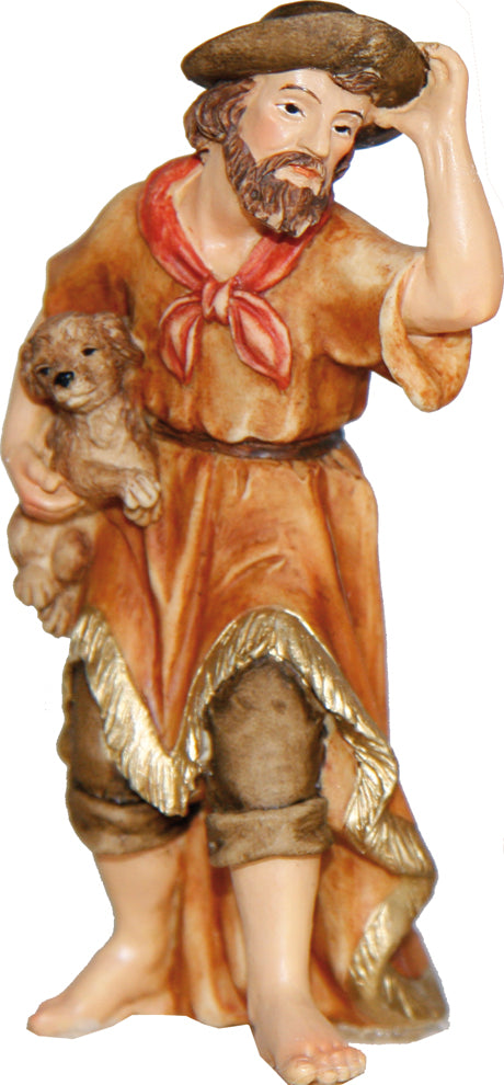 FADEDA Hirte mit Hund   / Höhe:11 cm / handbemalt / detailgetreue Krippen Figuren - Weihnachten Tisch Dekoration Krippe Zubehör