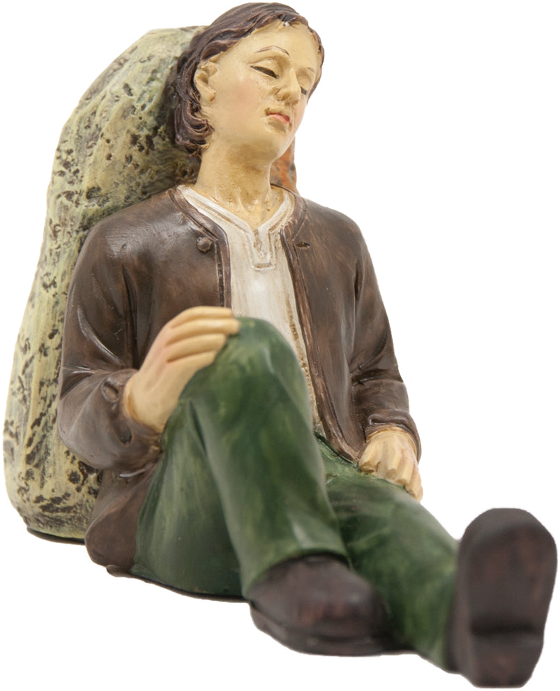 FADEDA Schlafender Wanderer   / Höhe:11 cm / handbemalt / detailgetreue Krippen Figuren - Weihnachten Tisch Dekoration Krippe Zubehör