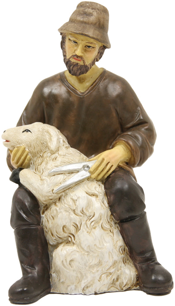 FADEDA Schafscherer   / Höhe:9 cm / handbemalt / detailgetreue Krippen Figuren - Weihnachten Tisch Dekoration Krippe Zubehör