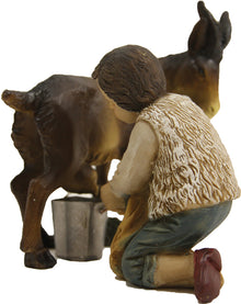 3x FADEDA Junge mit Ziege beim Melken   / Höhe:9 cm / handbemalt / detailgetreue Krippen Figuren - Weihnachten Tisch Dekoration Krippe Zubehör