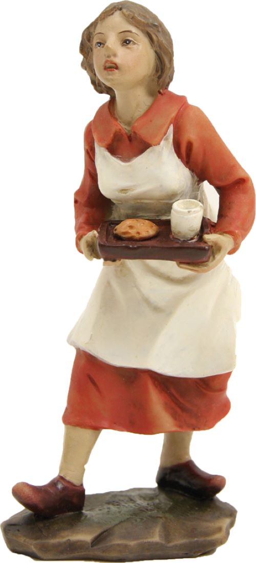 FADEDA Bäuerin mit Brotzeit   / Höhe:9 cm / handbemalt / detailgetreue Krippen Figuren - Weihnachten Tisch Dekoration Krippe Zubehör