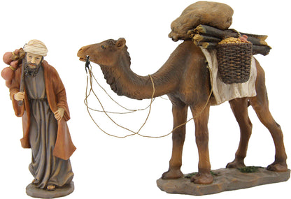 2x FADEDA Kamel mit Treiber   / Höhe:11 cm / handbemalt / detailgetreue Krippen Figuren - Weihnachten Tisch Dekoration Krippe Zubehör