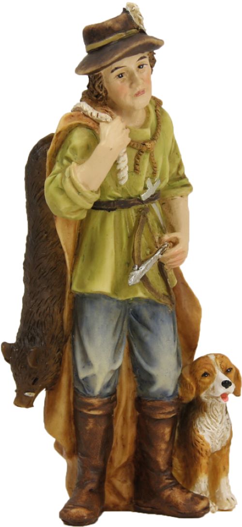 FADEDA Jäger mit Hund und Beute   / Höhe:11 cm / handbemalt / detailgetreue Krippen Figuren - Weihnachten Tisch Dekoration Krippe Zubehör