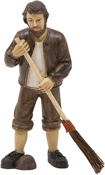 2x FADEDA Kehrender Knecht   / Höhe:9 cm / handbemalt / detailgetreue Krippen Figuren - Weihnachten Tisch Dekoration Krippe Zubehör