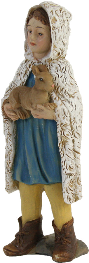 FADEDA Hirtenjunge mit Kaninchen   / Höhe:11 cm / handbemalt / detailgetreue Krippen Figuren - Weihnachten Tisch Dekoration Krippe Zubehör