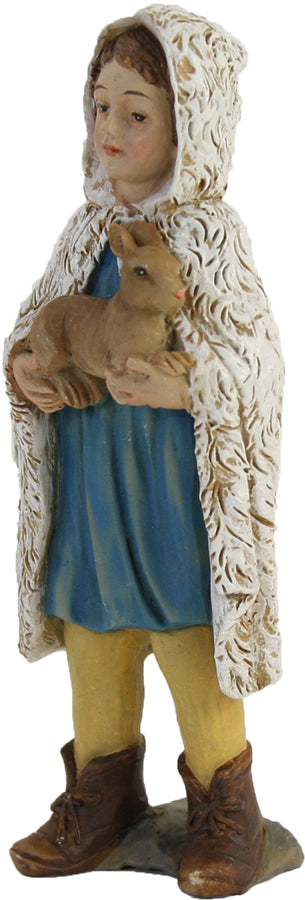 FADEDA Hirtenjunge mit Kaninchen   / Höhe:9 cm / handbemalt / detailgetreue Krippen Figuren - Weihnachten Tisch Dekoration Krippe Zubehör