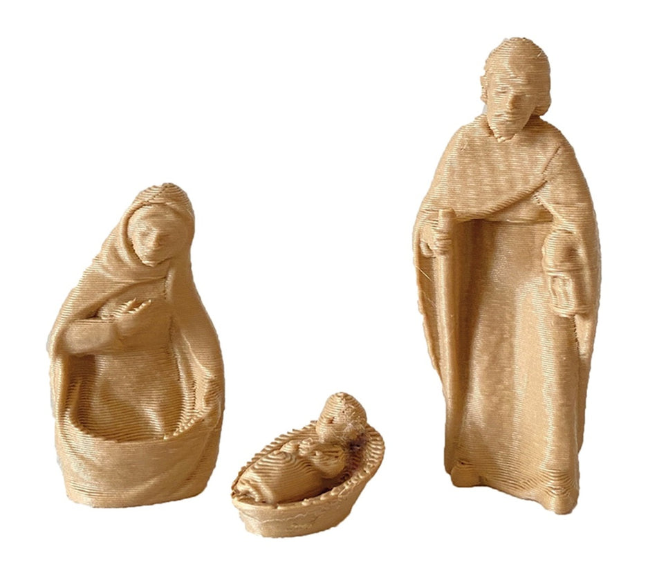 3x FADEDA Heilige Familie holzfarbe / Höhe:3 cm / handbemalt / detailgetreue Krippen Figuren - Weihnachten Tisch Dekoration Krippe Zubehör