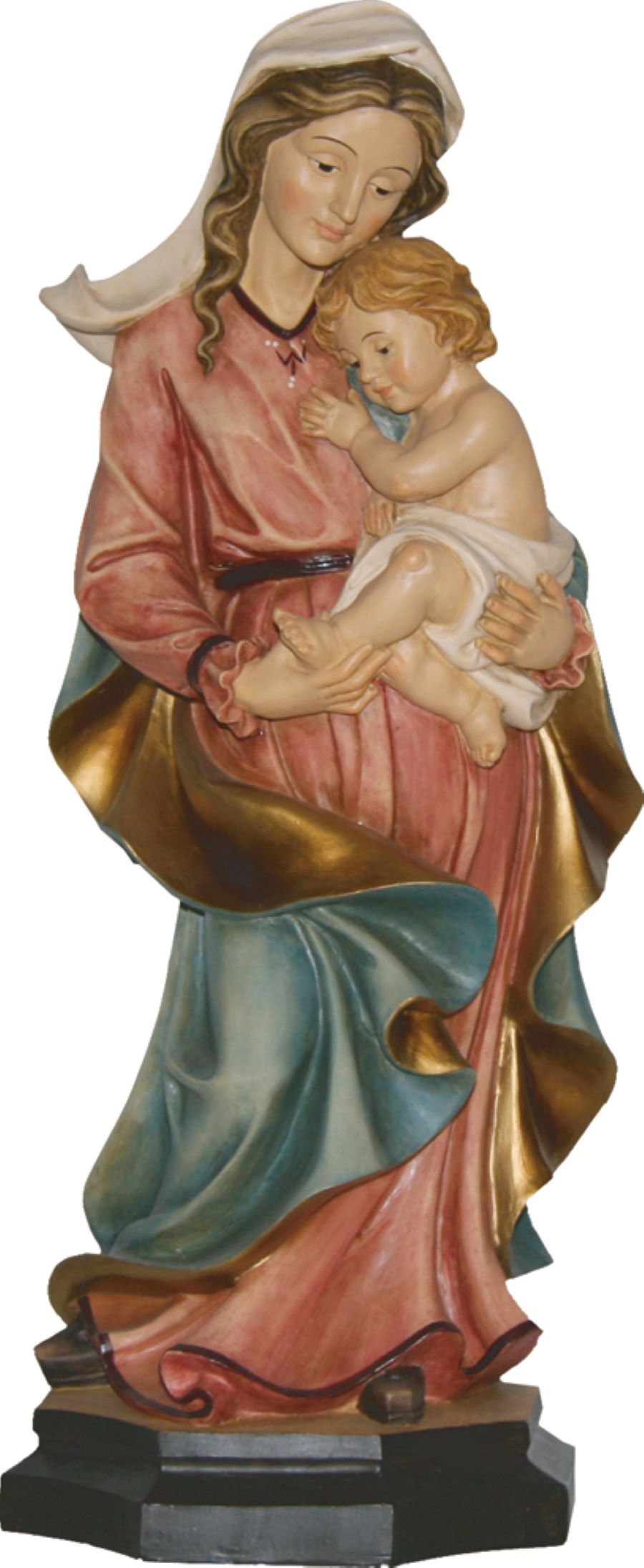 FADEDA Madonna mit Kind BL/R/GOLD   / Höhe:12 cm / handbemalt / detailgetreue Krippen Figuren - Weihnachten Tisch Dekoration Krippe Zubehör